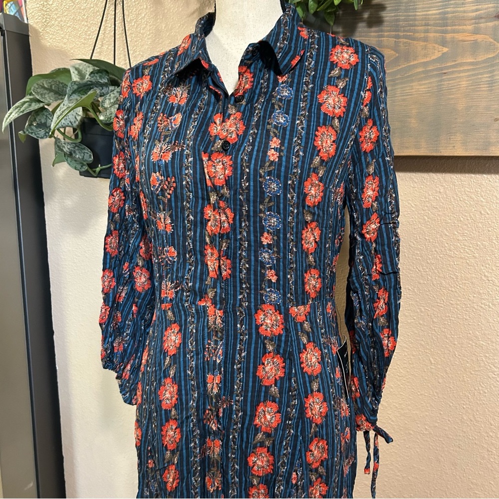Lulu's Blue and Orange Bishop Sleeve Sundress - Picture 3 of 8